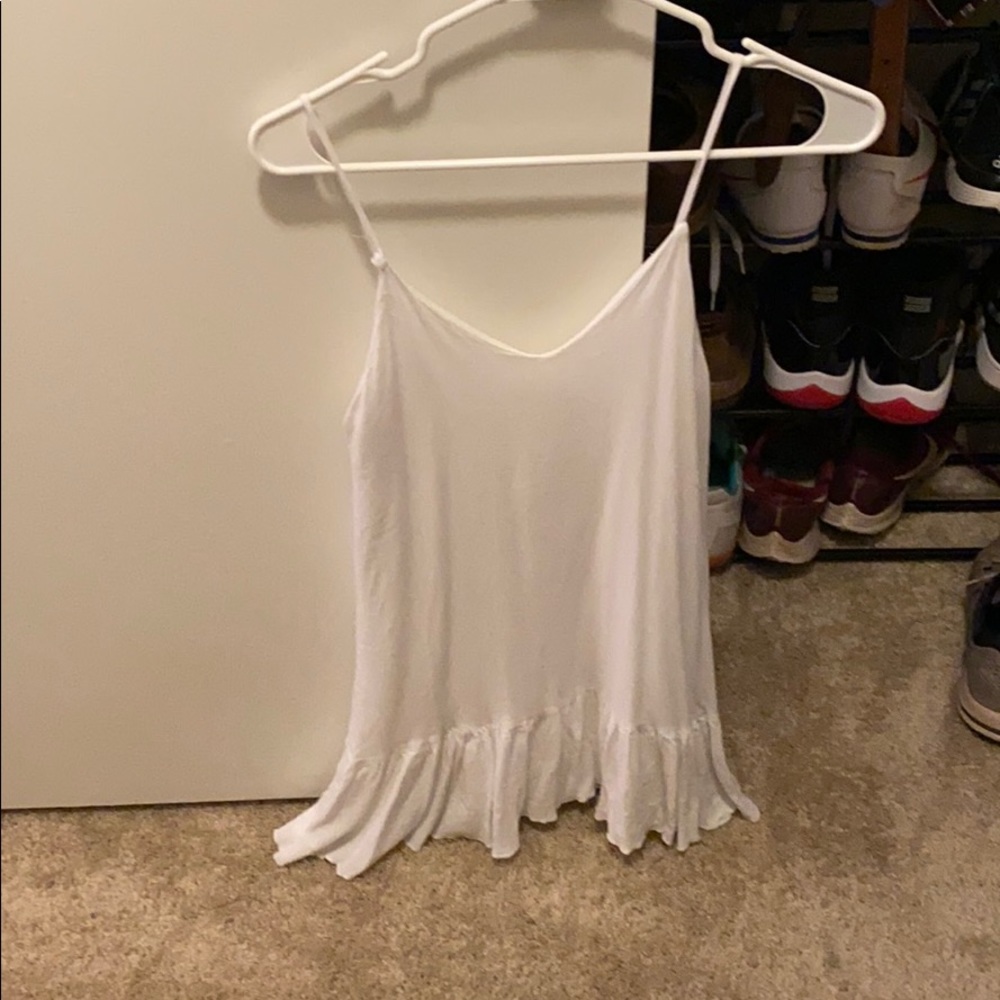 Womens White Ruffle Bottom Dress (S)